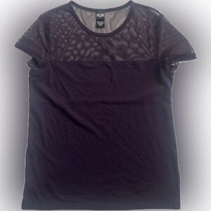 Purple Mesh Detail Short Sleeve Top